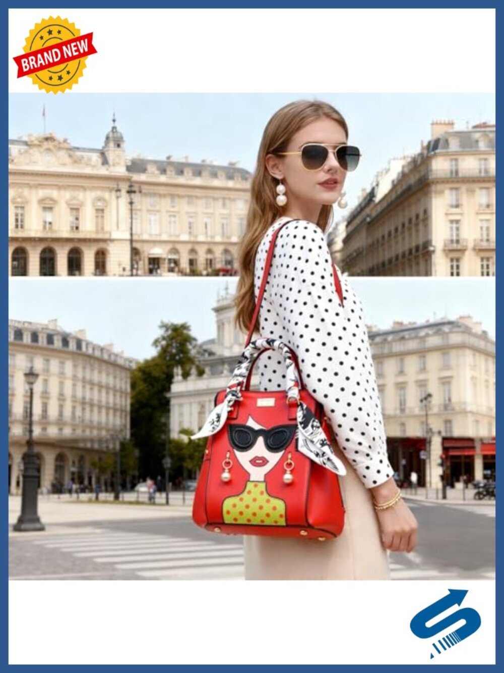 3D Lady Face PU Leather Funky Satchel Handbag Women Novelty Designer Purse - Picture 5 of 5